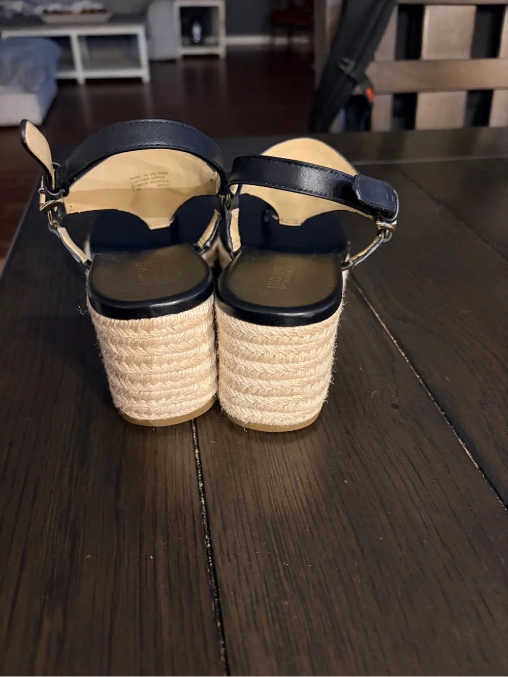 Michael Kors Black and Gold Kids Thong Sandals with MK Emblem